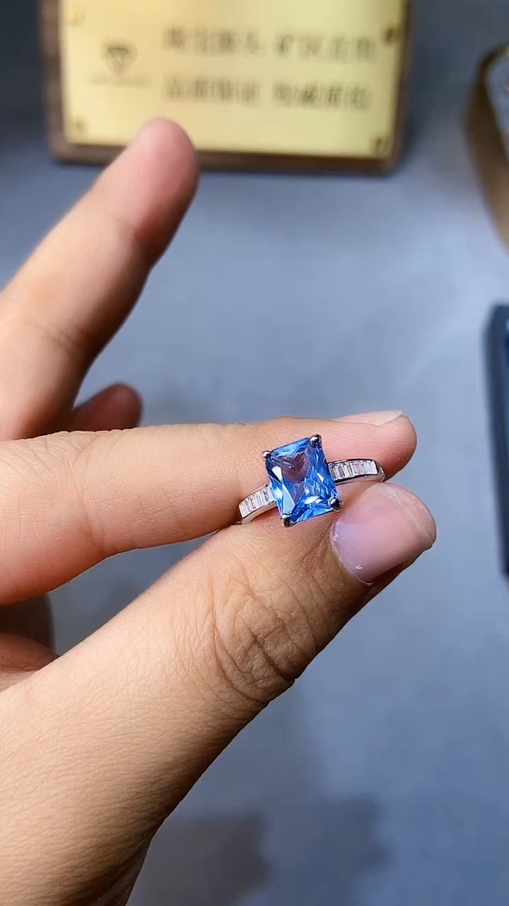 【闪购商品】海蓝宝石戒指银S925镶嵌354