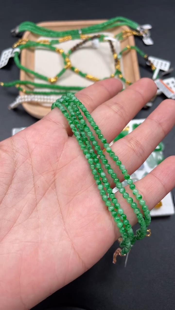 翡翠18K金镶嵌套链多样性  发货一条  P596