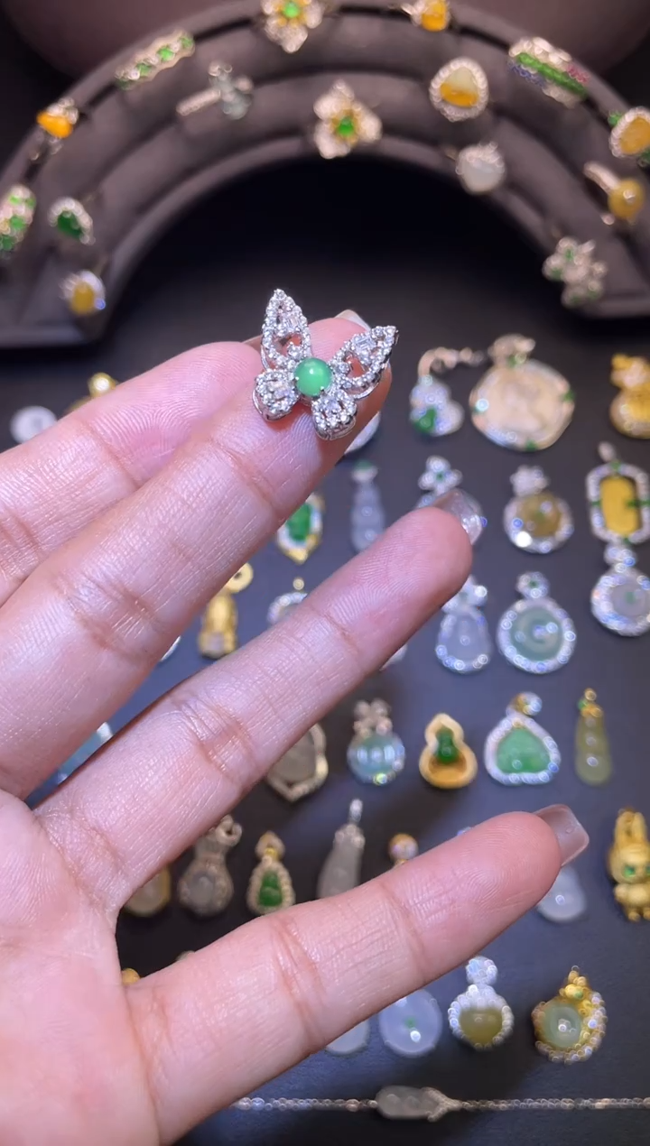 吊坠(不含链)银S925镶嵌翡翠1