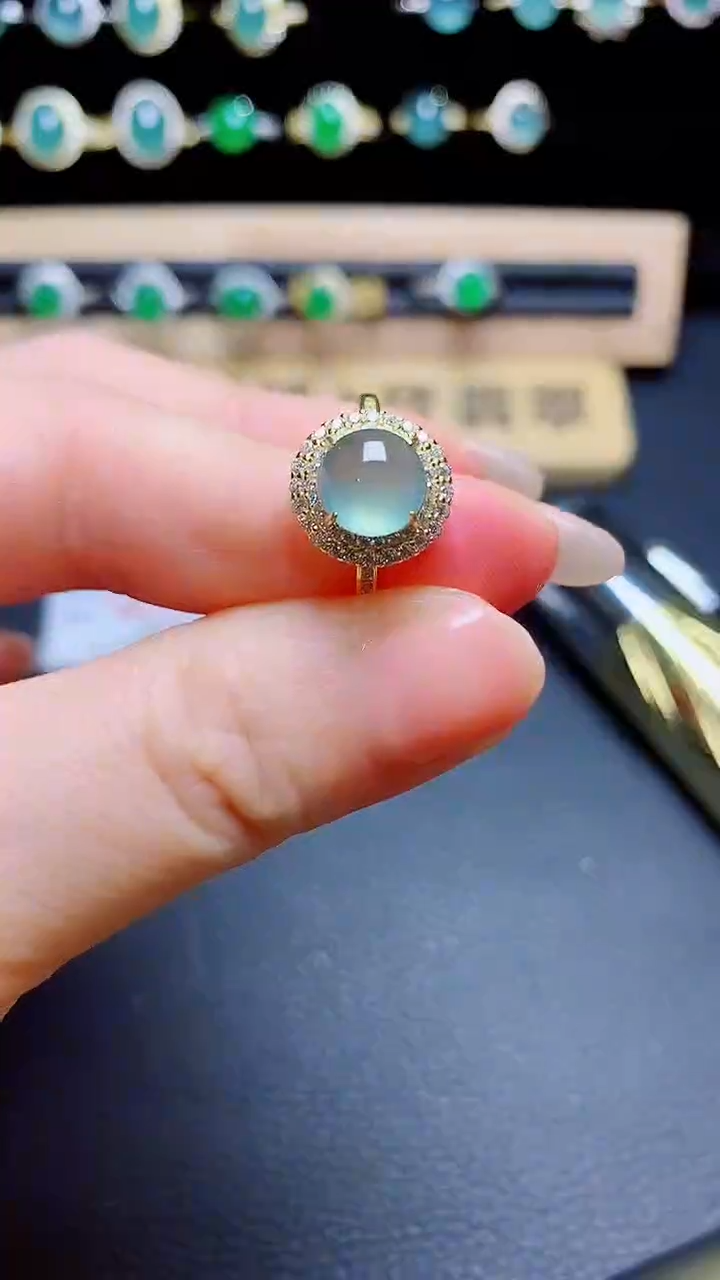 翡翠戒指银S925镶嵌天然翡翠A货s925银镶