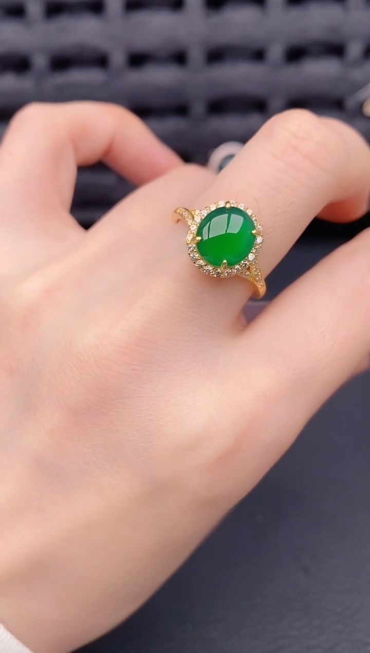 银S925镶嵌戒指翡翠天然a货翡翠426