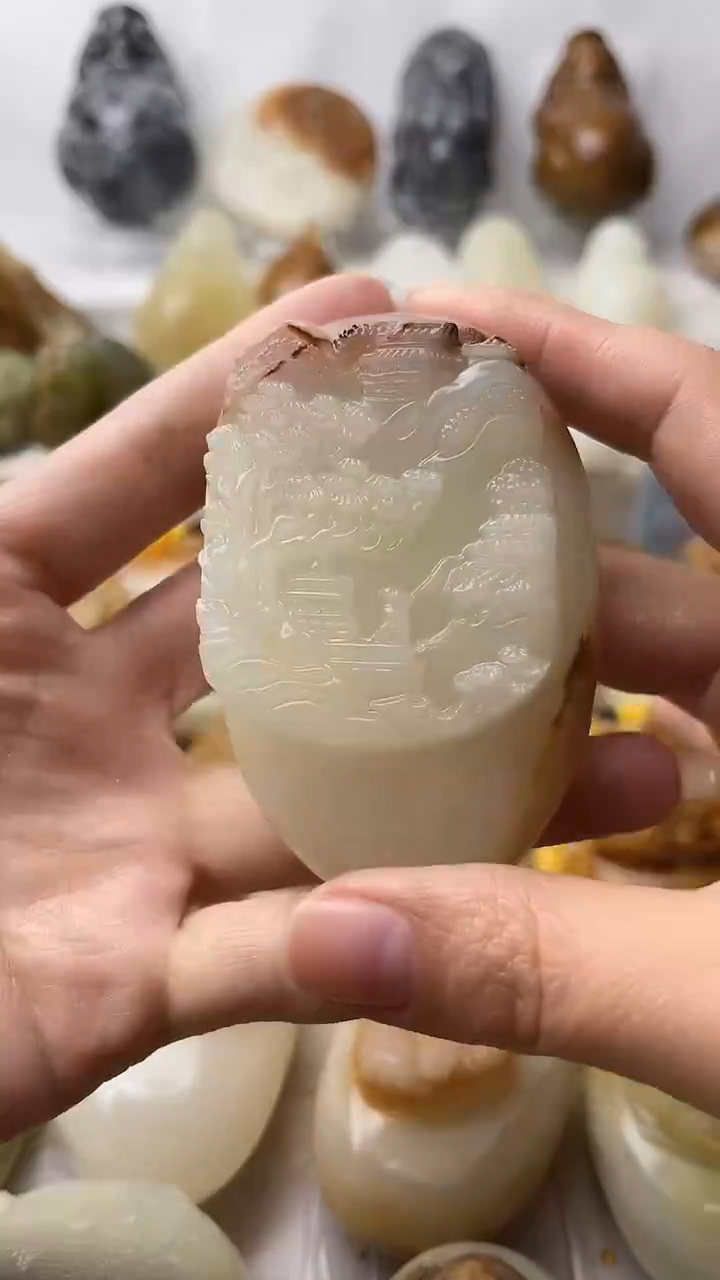 石材古青石棉纹正常不退换山水微瑕