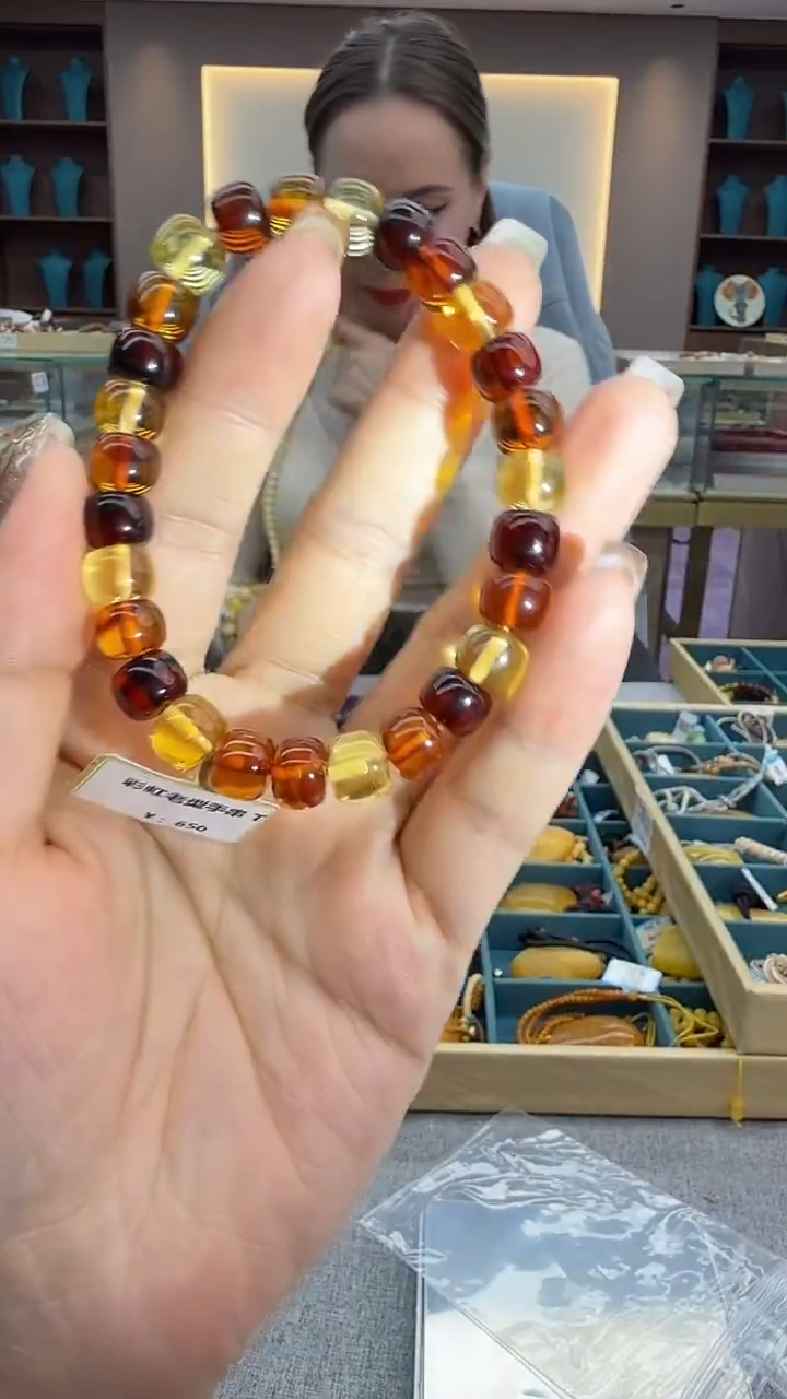 手链琥珀未镶嵌53秒拍号 假一罚三 8-9mm