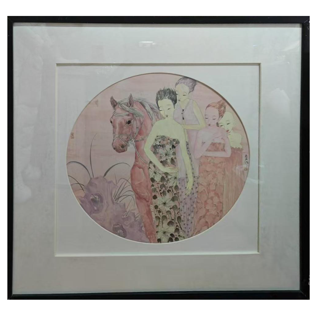 LDJ-5-123 人物 尺寸57＊57 纸本装框