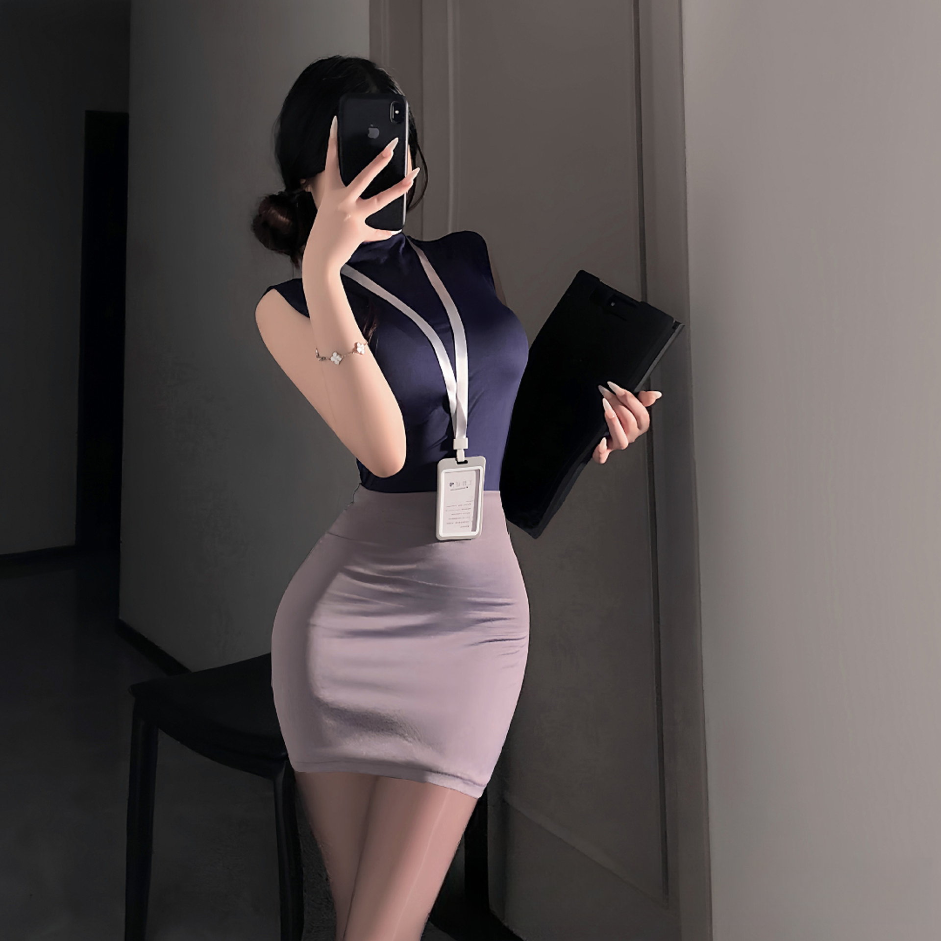 性感纯欲风秘书包臀裙空姐制服夜店套装战袍