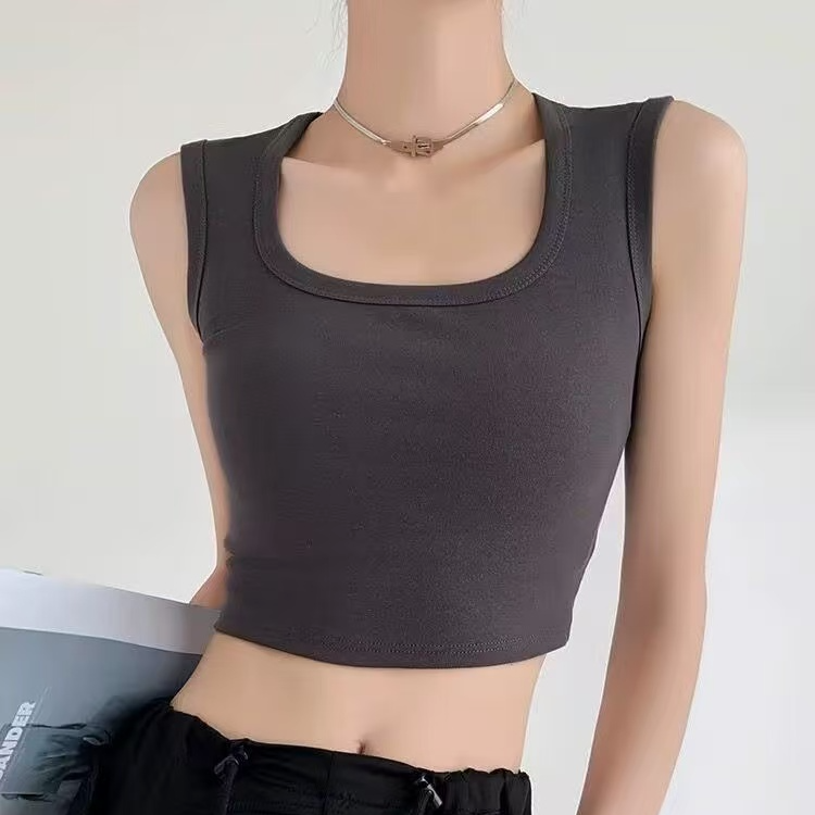 2新款纯欲甜辣设计感褶皱吊带背心女带胸垫内搭外穿修身美背上衣