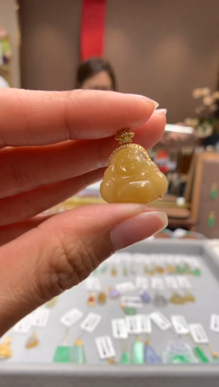 【闪购商品】翡翠颈饰18K金镶嵌佛公