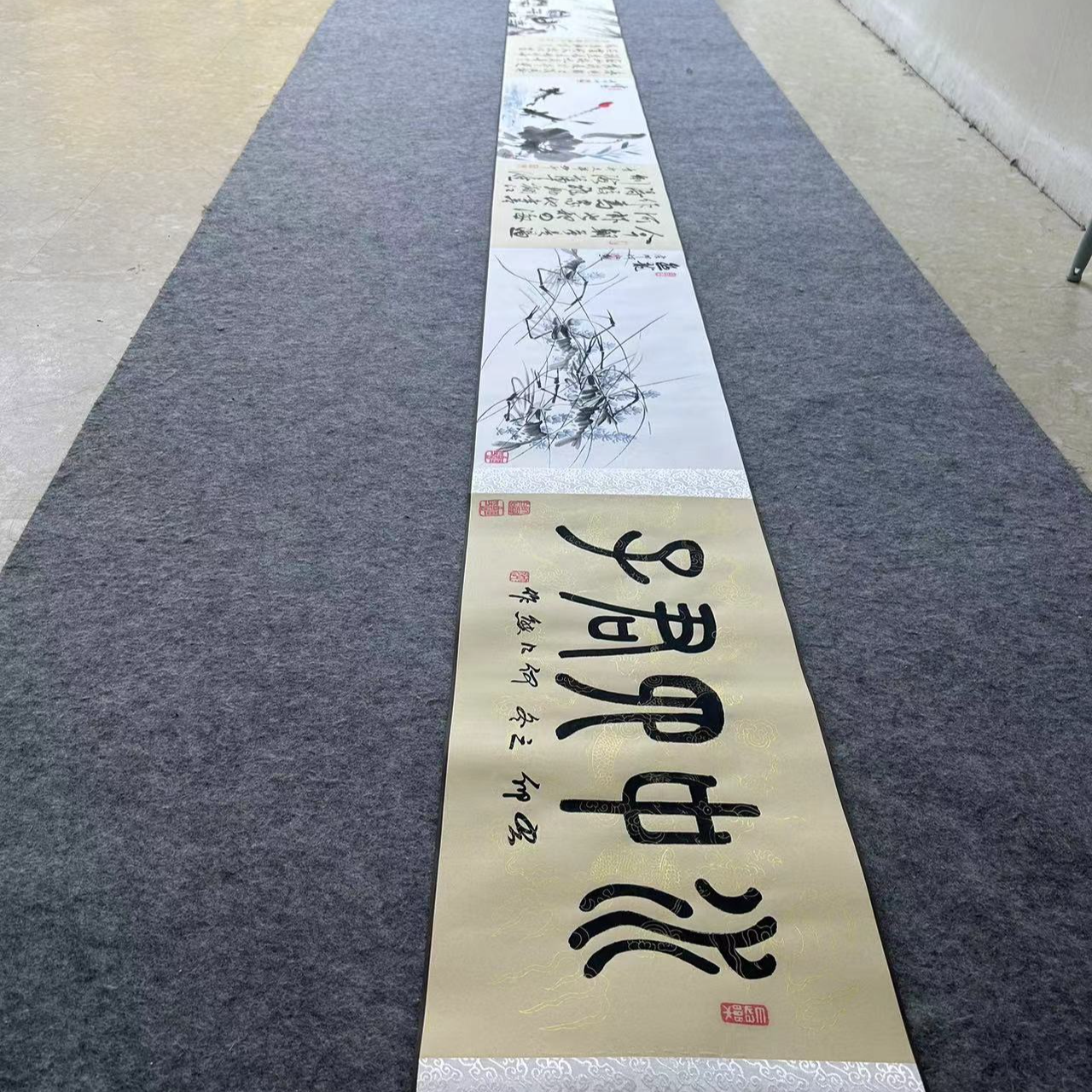 长卷《水中四君子》 何江熊闫保山合作大作 六米长卷 国画