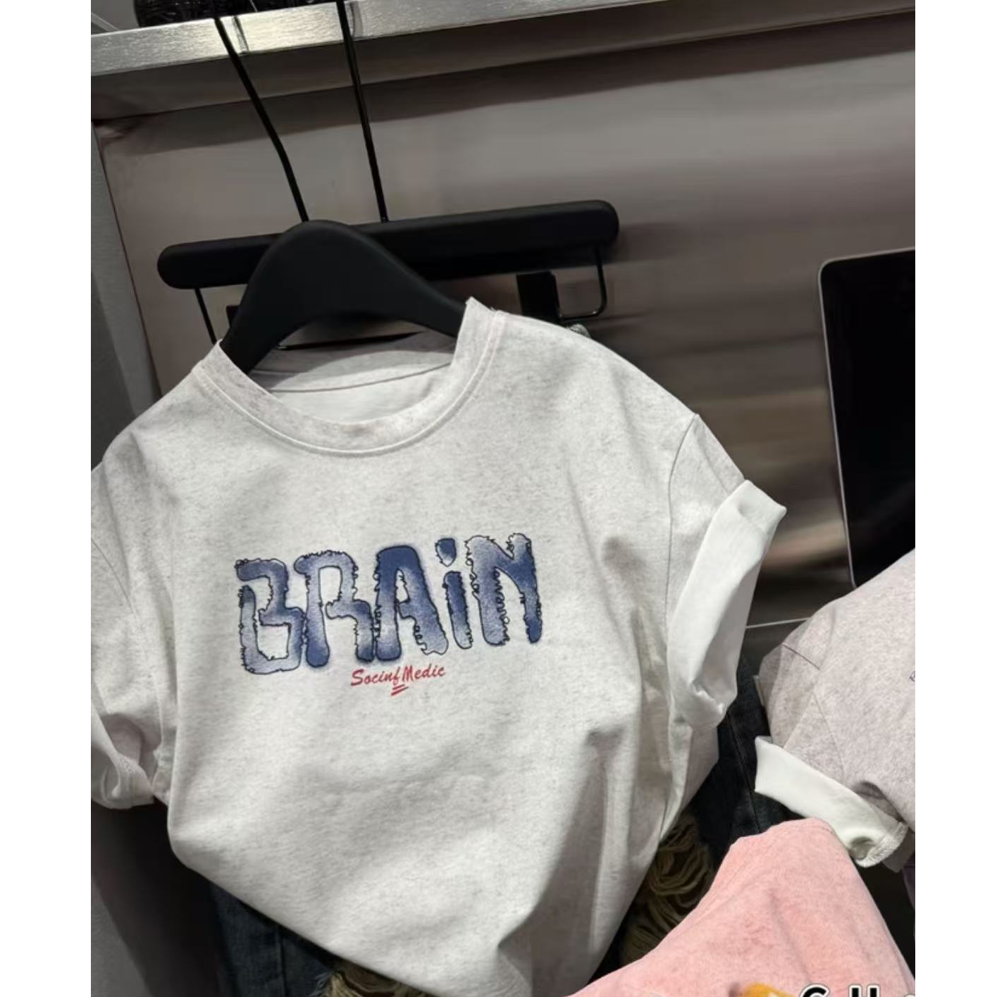 505539 麻灰色 韩版男童女童舒适时尚洋气百搭日常短袖