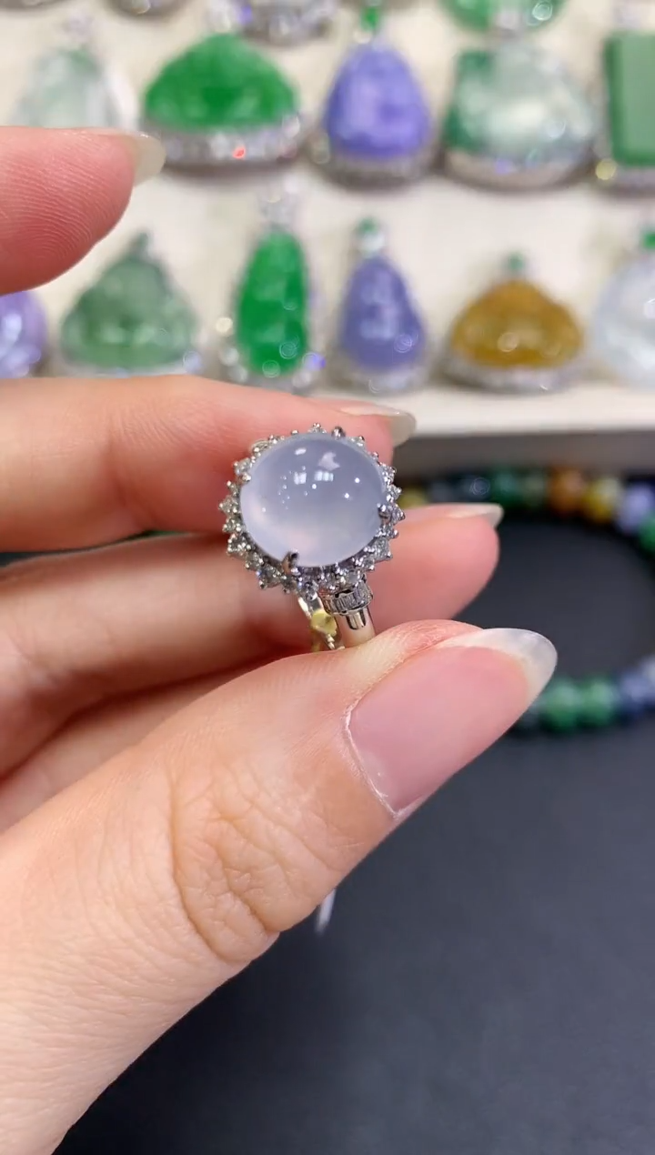 【闪购商品】翡翠戒指18K金镶嵌B123   紫货有色差