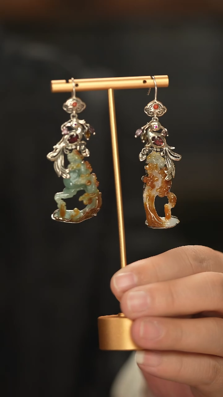 【闪购商品】翡翠耳饰银S925镶嵌新款