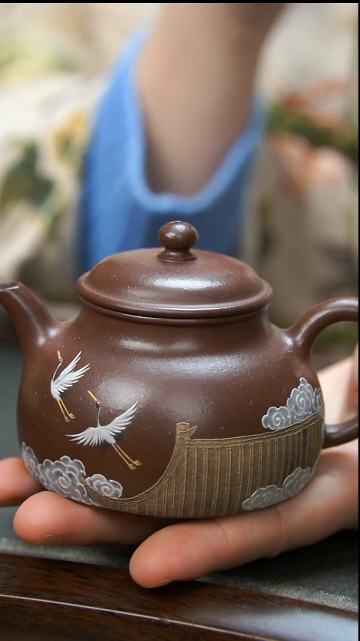 【闪购商品】紫砂茶壶紫泥瑞鹤金顶壶