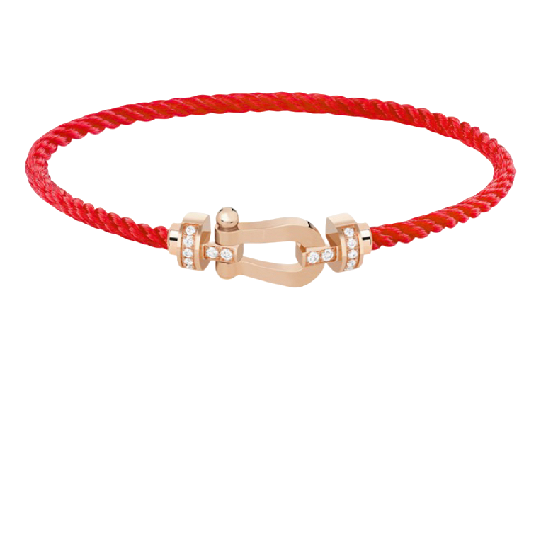 未使用 FRED/斐登 玫瑰金中号半钻手链14号手绳