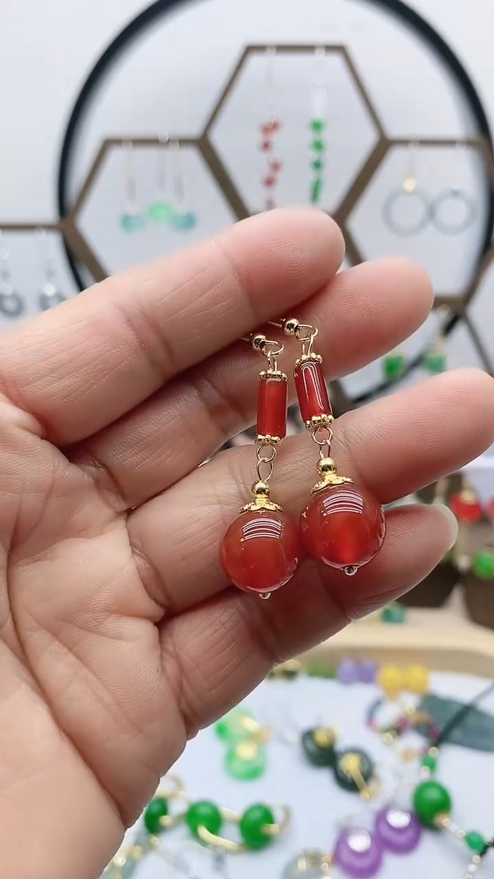 未镶嵌南红玛瑙耳饰182