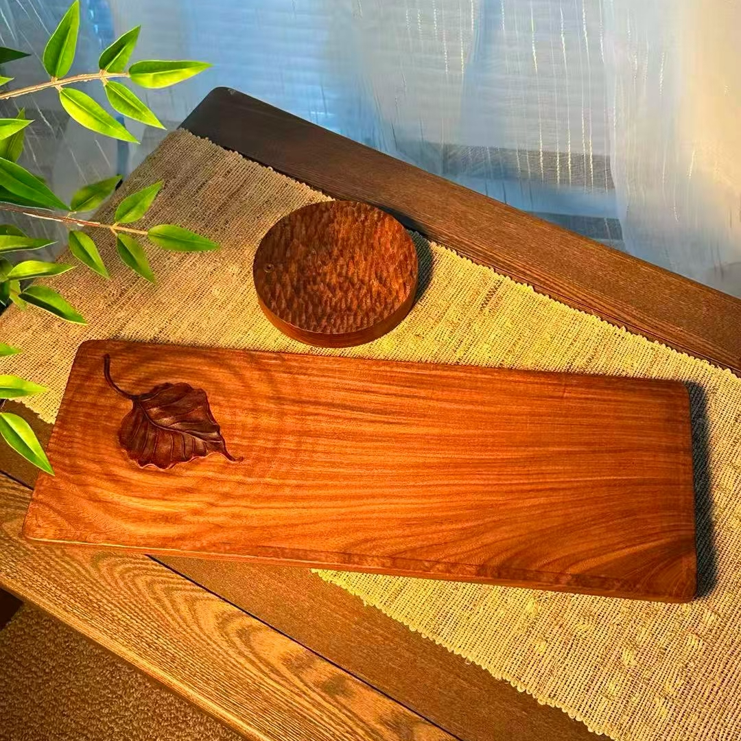 伊隆山 一叶菩提-茶盘 柚木手工雕刻