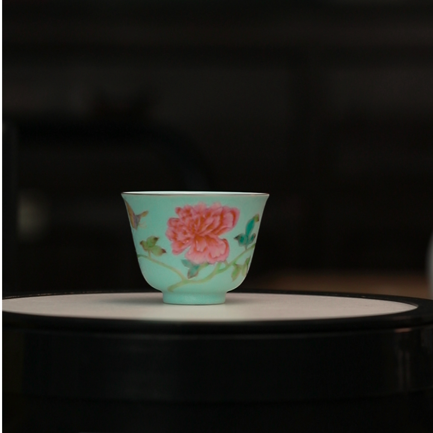 12.5/k01841/何平窑/扒花粉彩牡丹杯