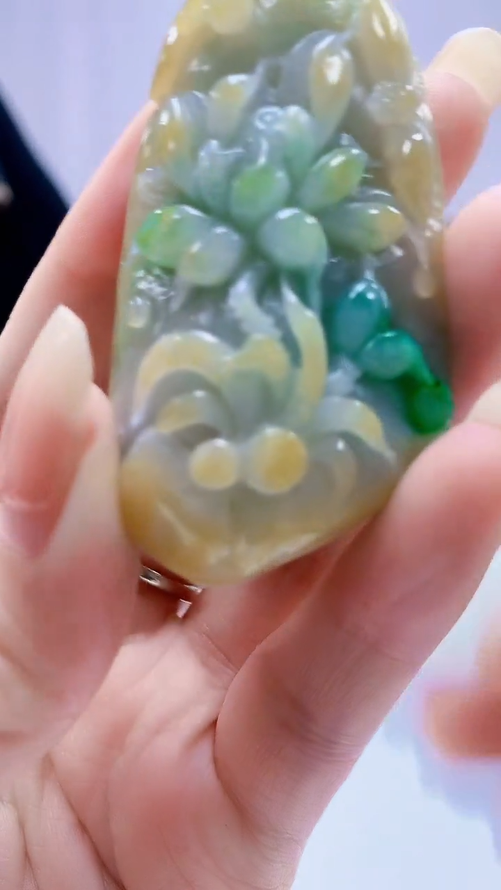 定制翡翠未镶嵌4969DD-毛货挂件85