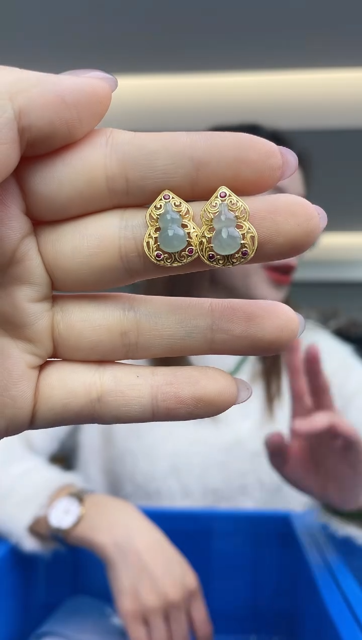 【闪购商品】翡翠耳饰银S925镶嵌（多样性发一件）