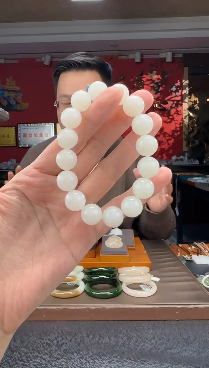 未镶嵌手串和田玉白玉单圈手串
