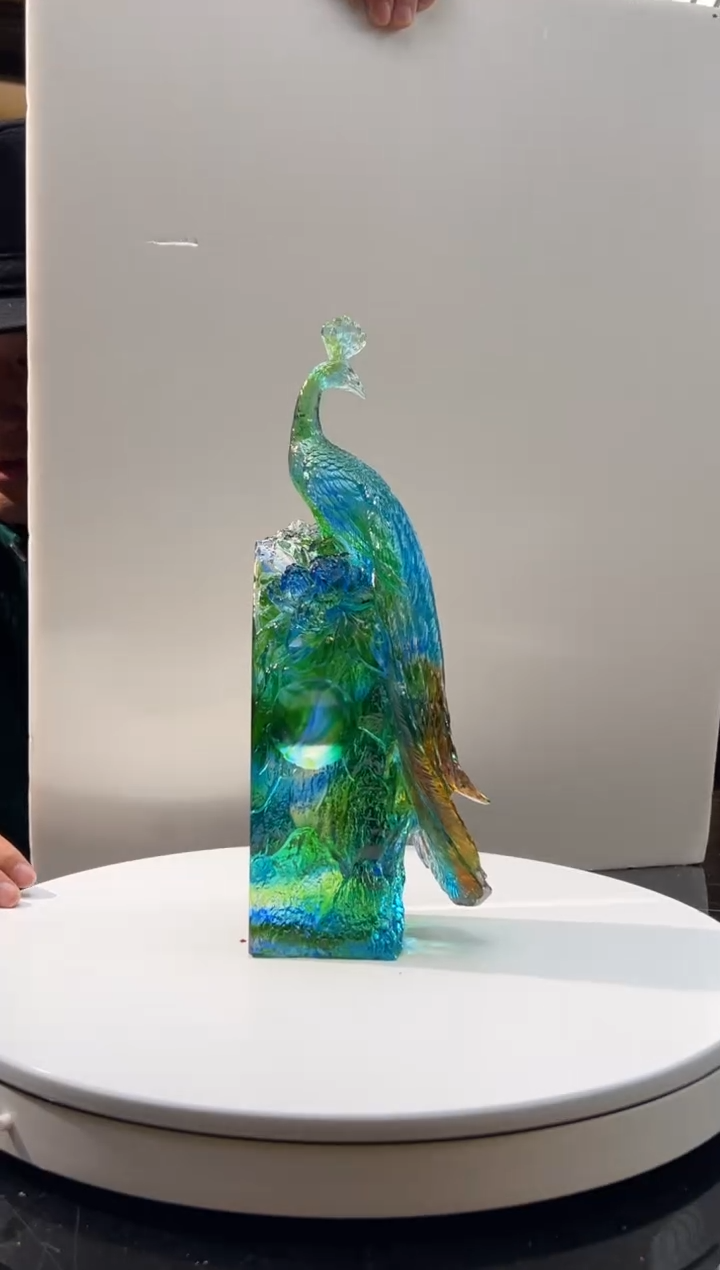 【闪购商品】茶宠EML010孔雀艺术琉璃摆件