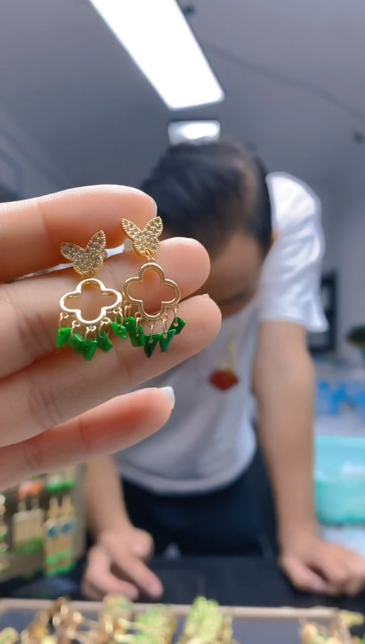 【闪购商品】翡翠耳饰合金0627翡翠耳钉2