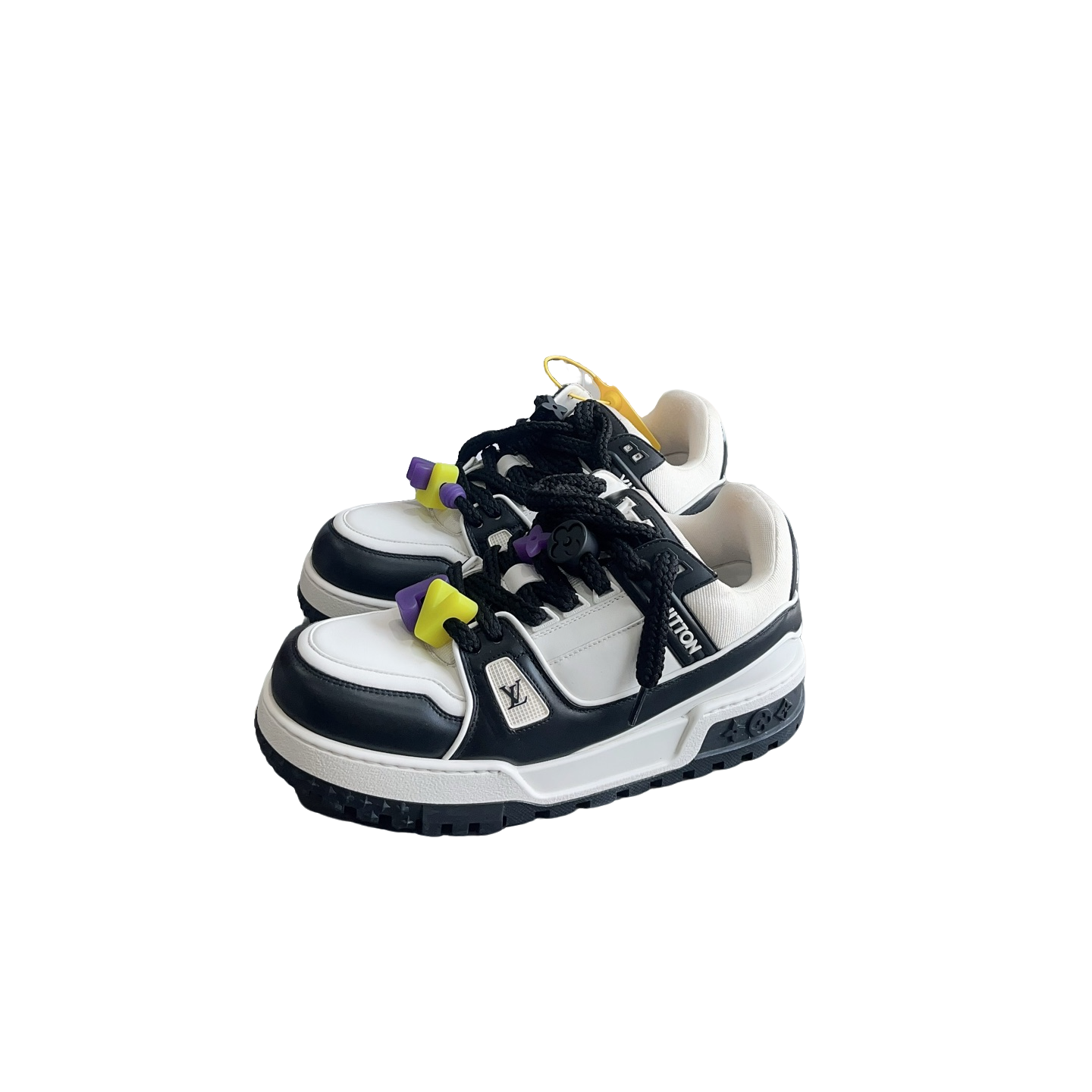 95新 LouisVuitton/路易威登 Trainer黑白胖丁休闲鞋 42码 us0237