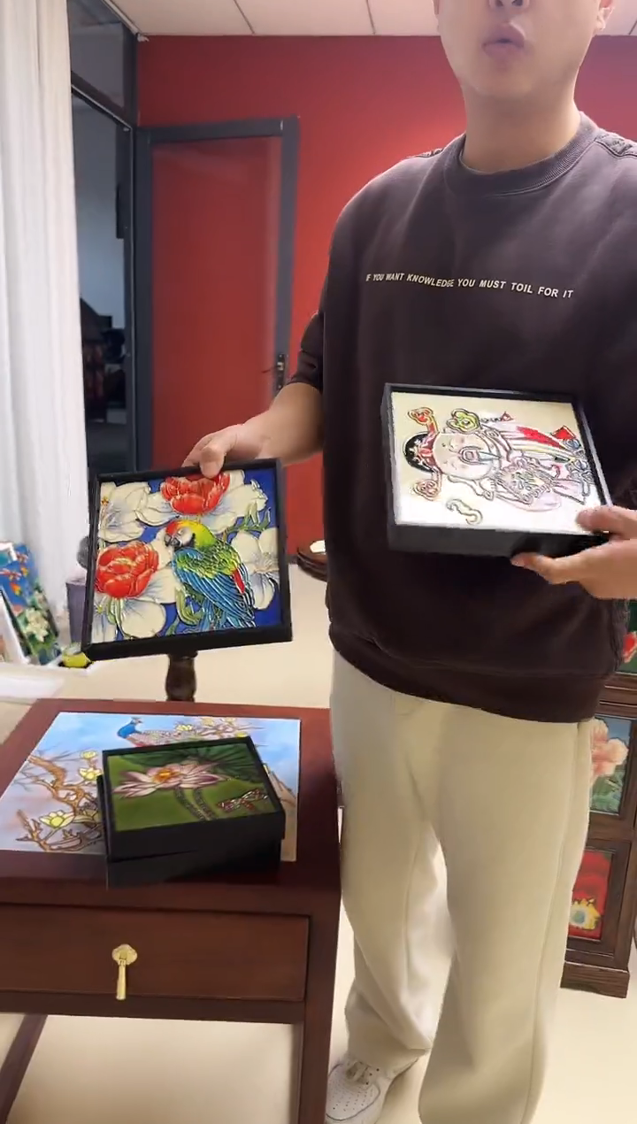 陶瓷 20方 挂画  鹦鹉 福神