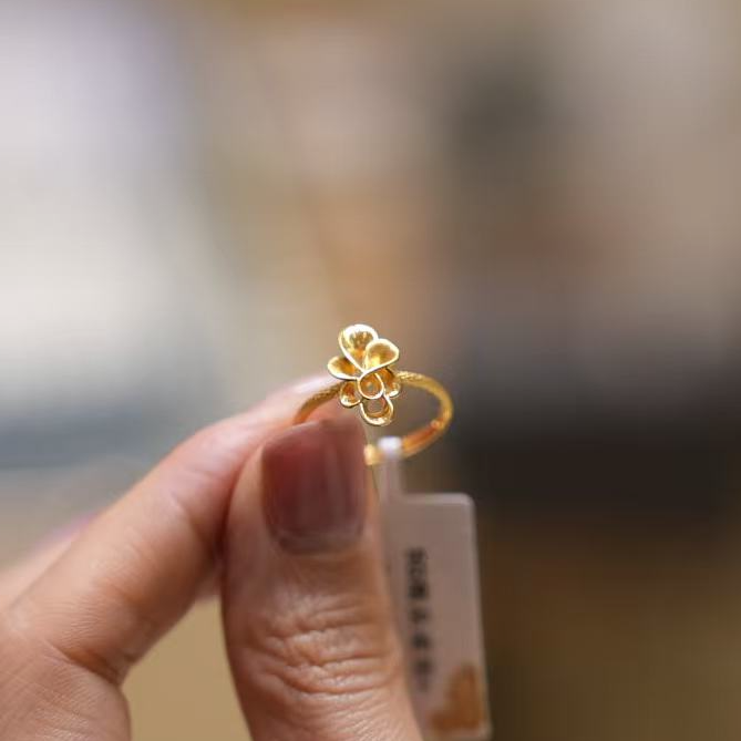 【巧玲专属】足金999磨砂多瓣花戒指 活口经典 2.25