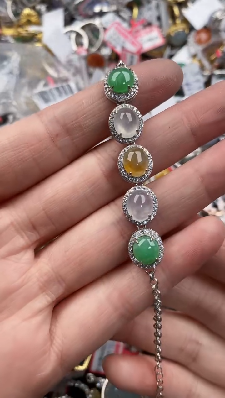 银S925镶嵌戒指翡翠555   10