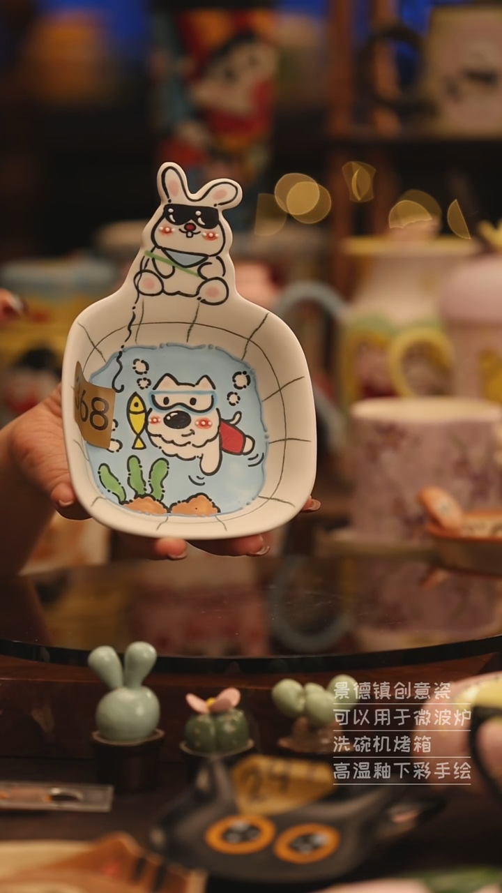 陶瓷景德镇可爱陶瓷釉下彩绘设计师款