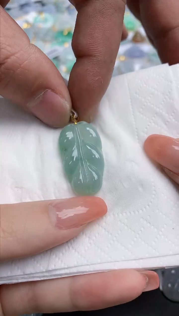 【闪购商品】翡翠颈饰18K金镶嵌天然缅甸翡翠A货