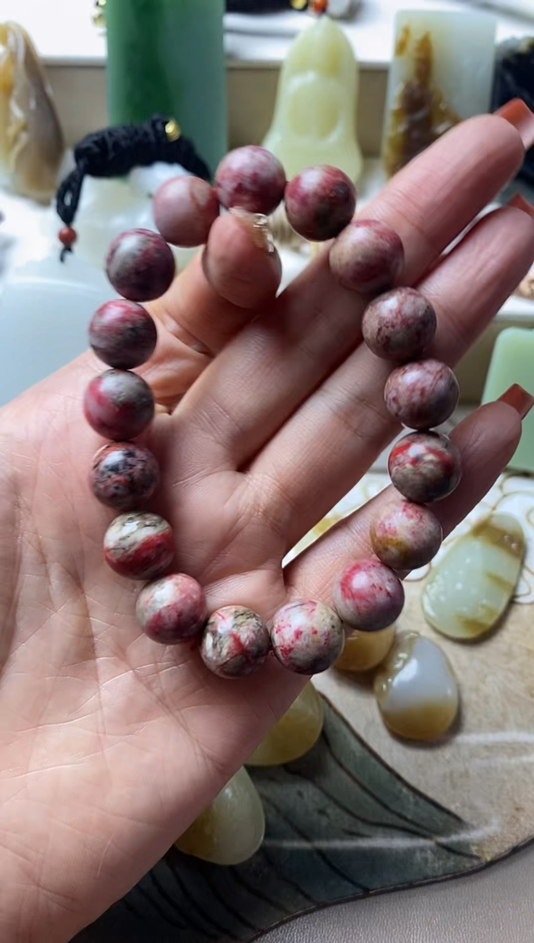 天然辰砂骉****1手串单圈