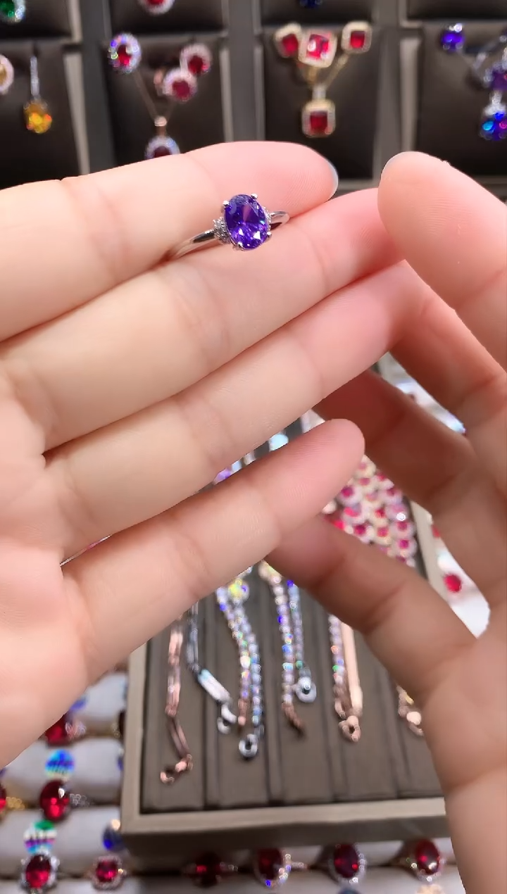 【闪购商品】水晶戒指银S925镶嵌银色