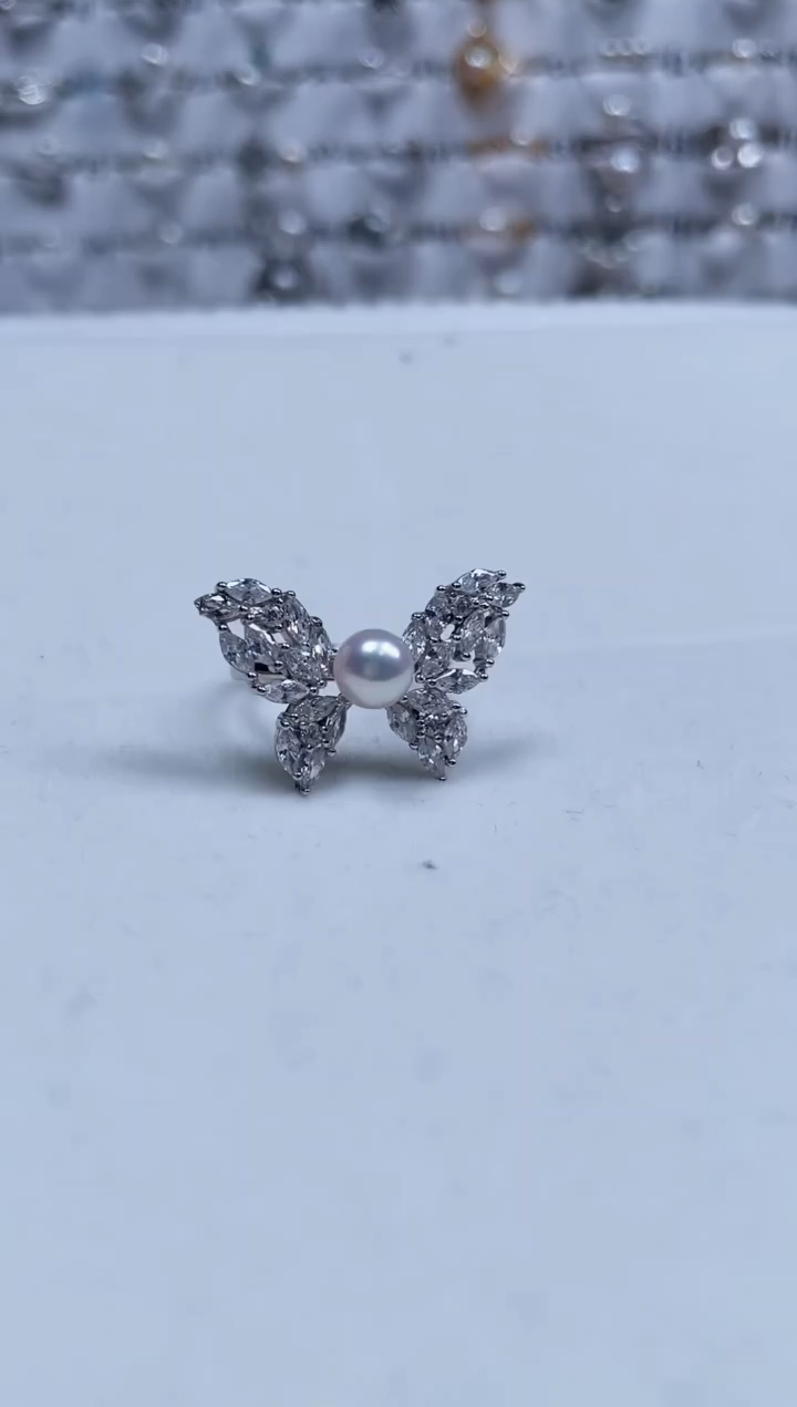 【闪购商品】海水珍珠戒指银S925镶嵌冰晶款珍珠戒指