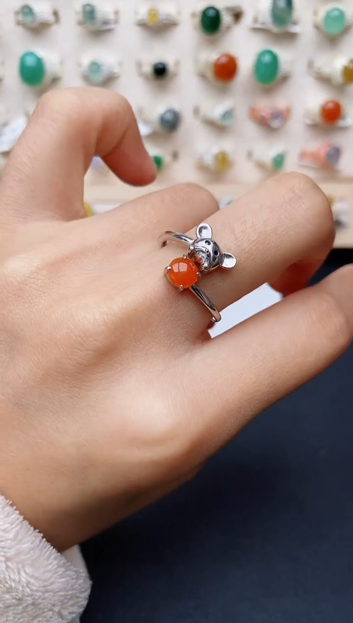 【闪购商品】翡翠戒指银S925镶嵌缅甸翡翠