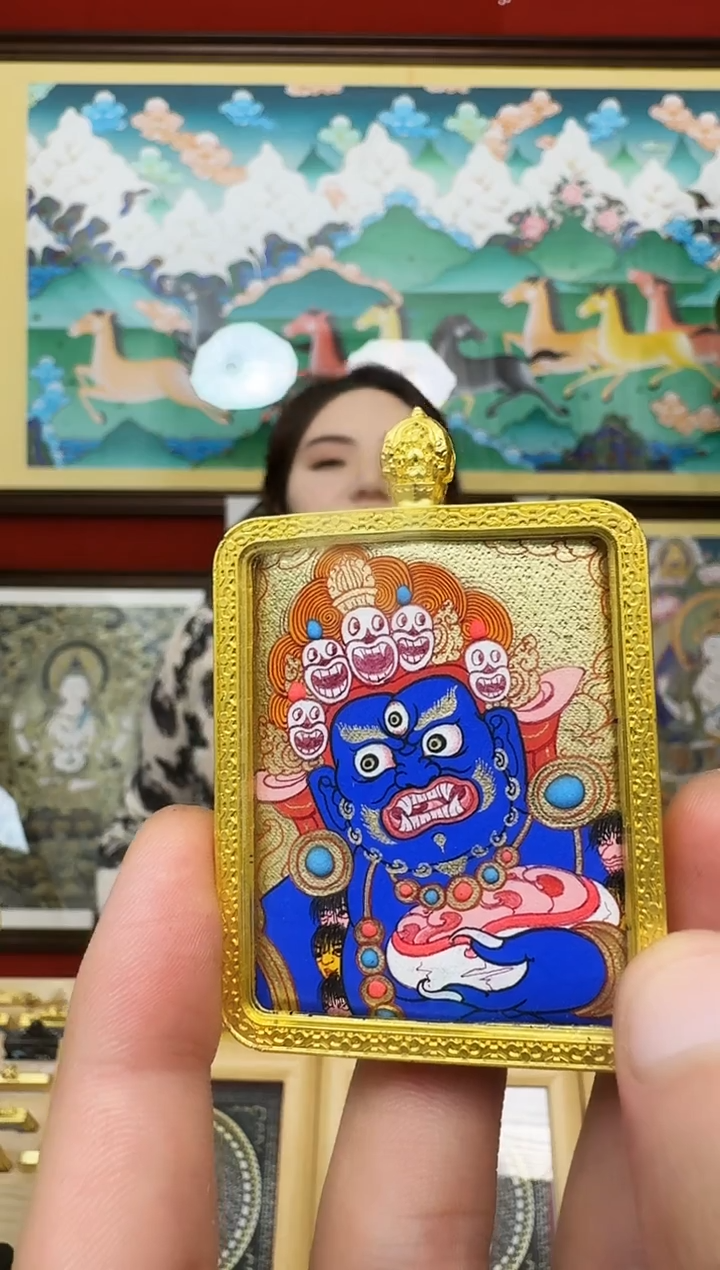 吊坠大黑-热贡纯手绘唐卡吊坠