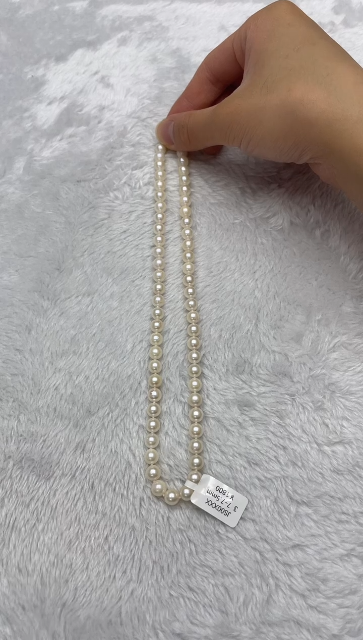 海水珍珠银S925镶嵌项链AK羽皇金7-7.5mm