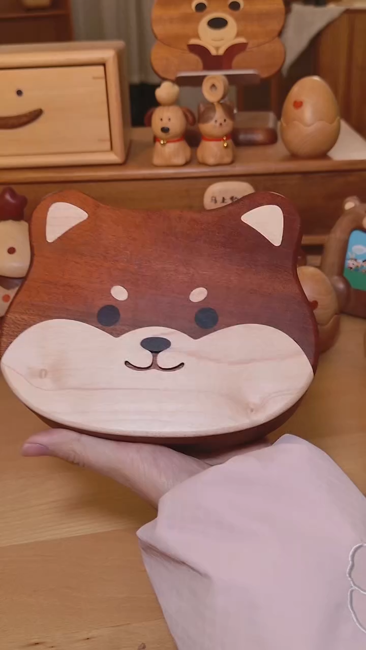 木小树结柴犬首饰盒