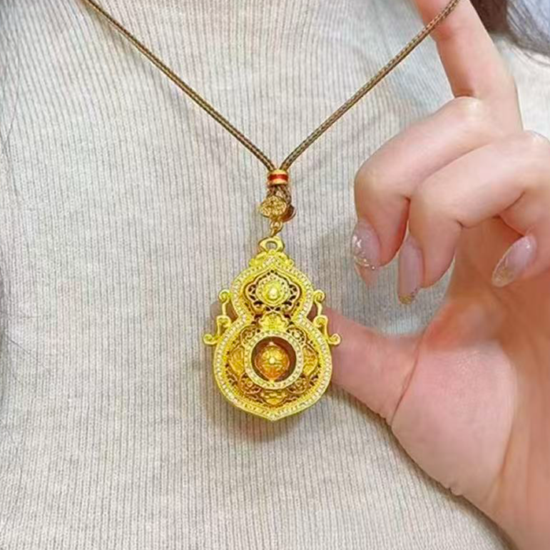 铜合金吊坠 精致手工花丝镶嵌四美葫芦吊坠首饰送礼物可换绳子