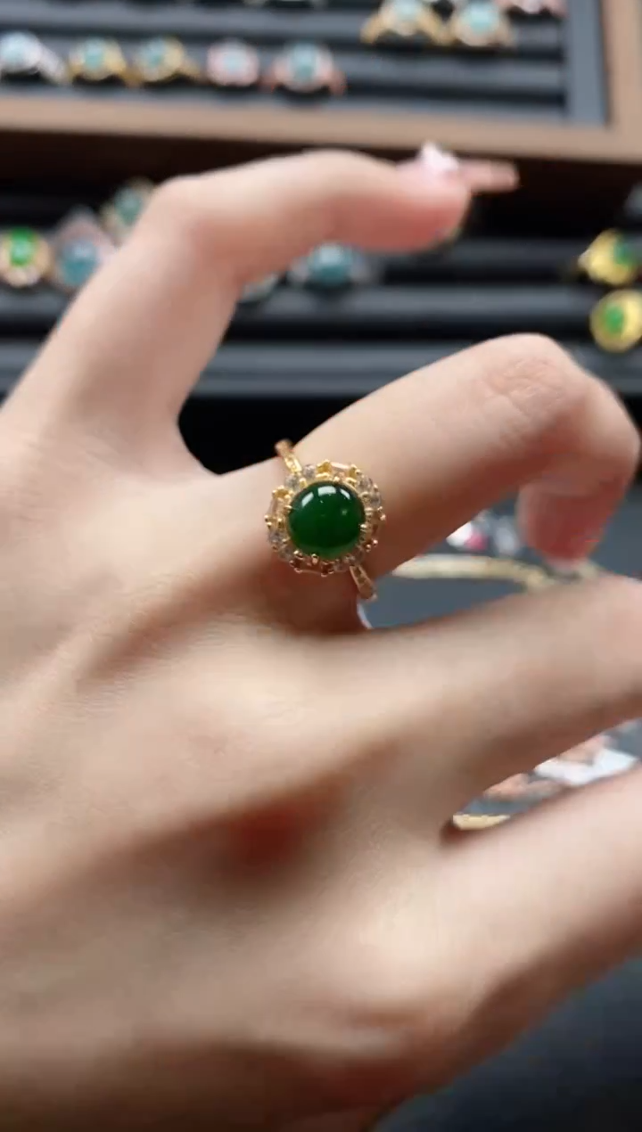 【闪购商品】翡翠戒指银S925镶嵌51151