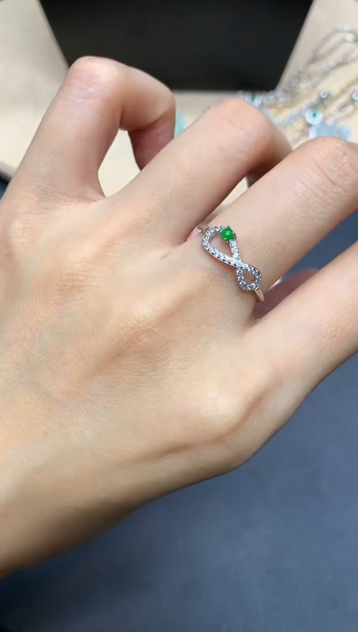 【闪购商品】翡翠戒指银S925镶嵌蛋面【多样性发其一】