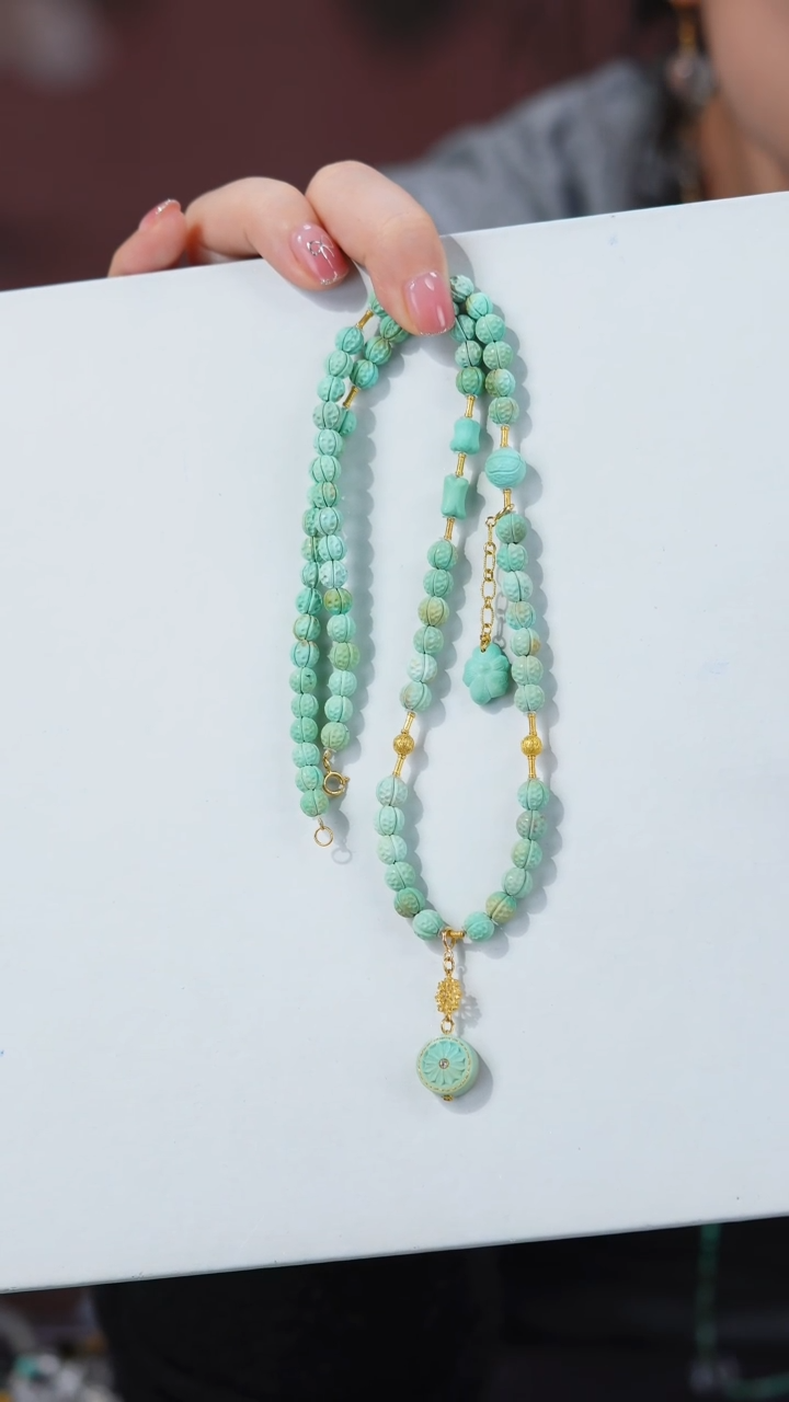 【闪购商品】绿松石项链18K金镶嵌1