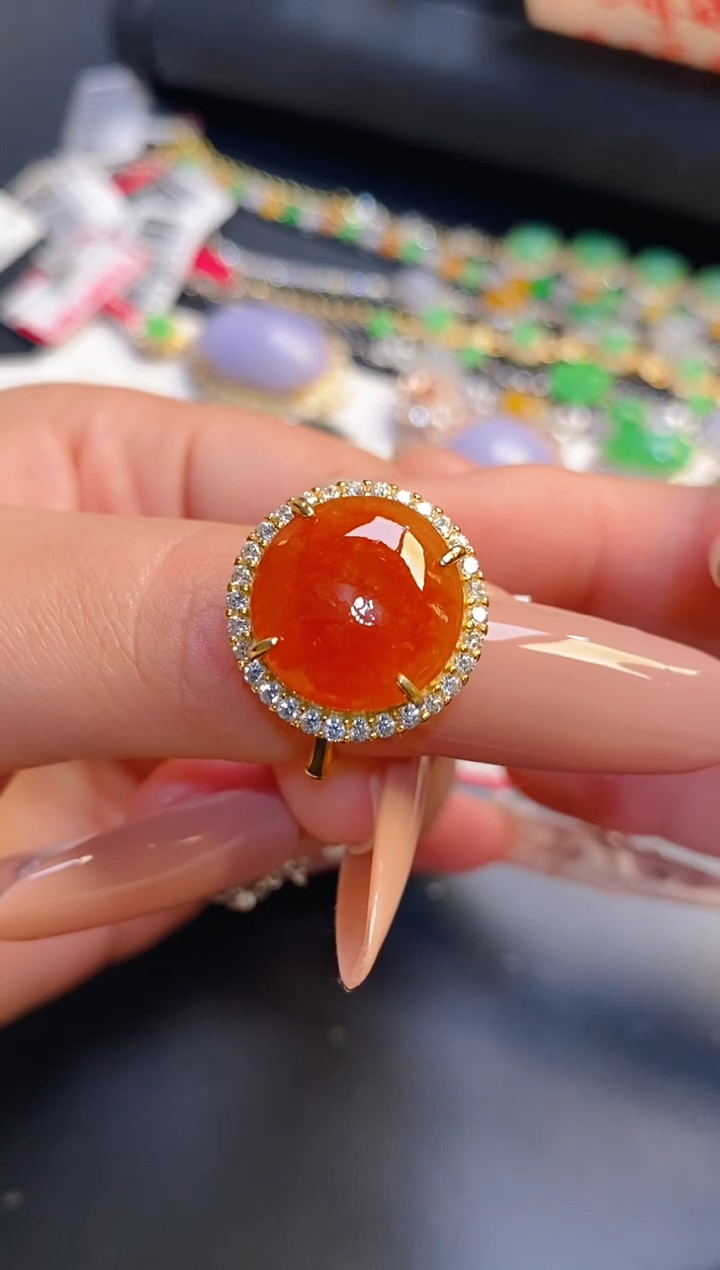 银S925镶嵌戒指翡翠天然