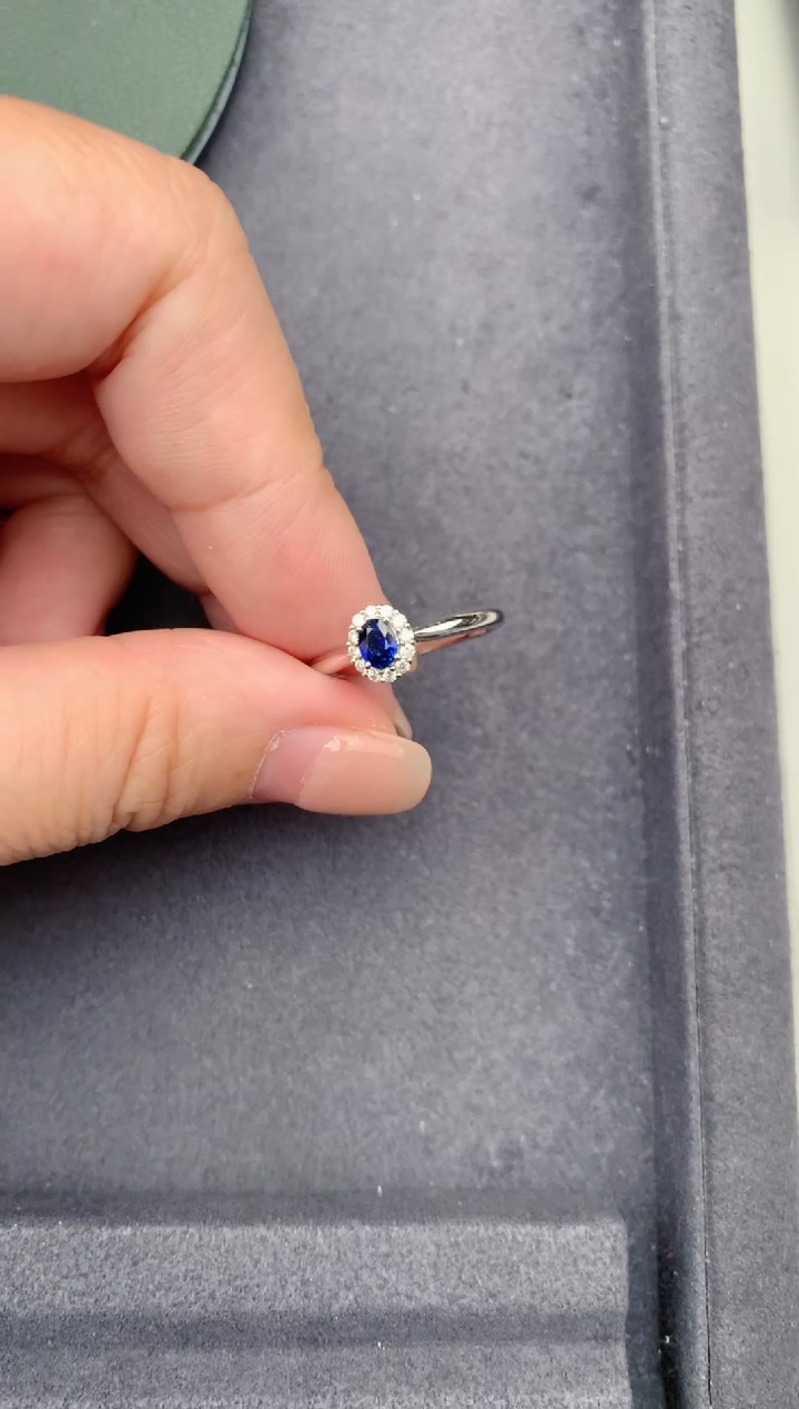 戒指蓝宝石18K金镶嵌0.3ct蓝宝石 GE 定制