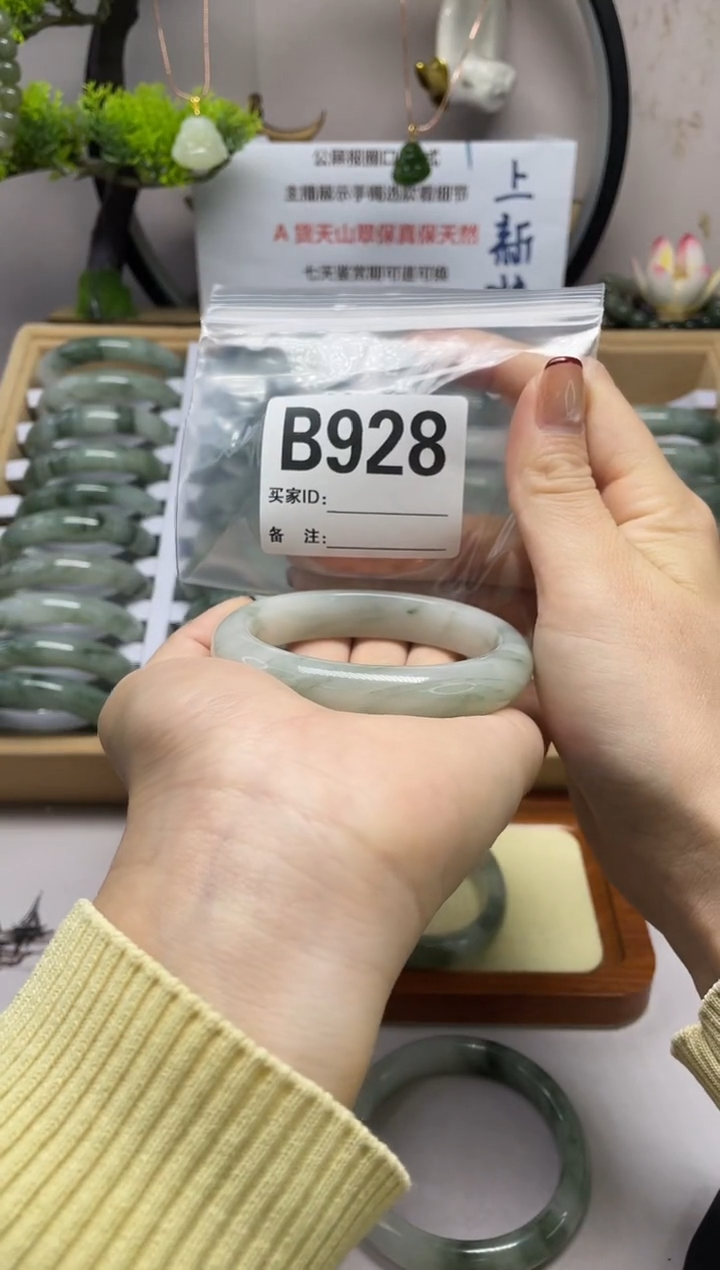 【闪购商品】石英质玉（天山翠）手镯未镶嵌b928