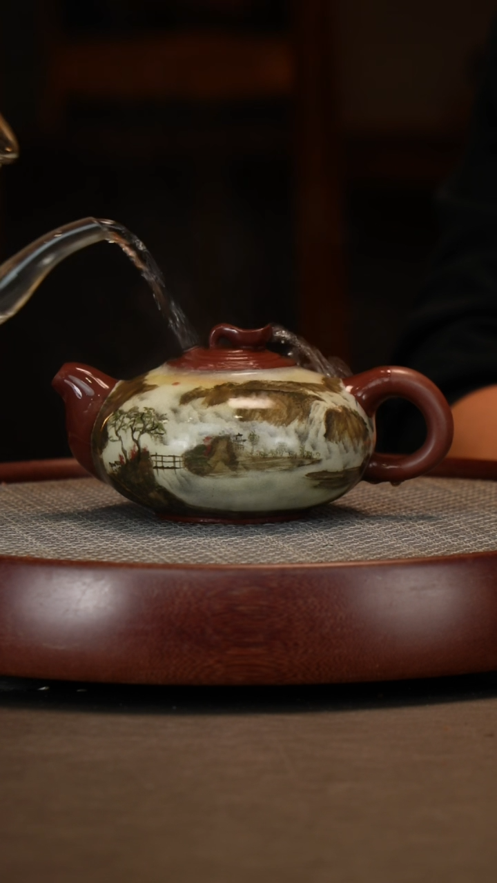 【闪购商品】紫砂茶壶思南画+王志刚+壶承+两罐茶叶360c