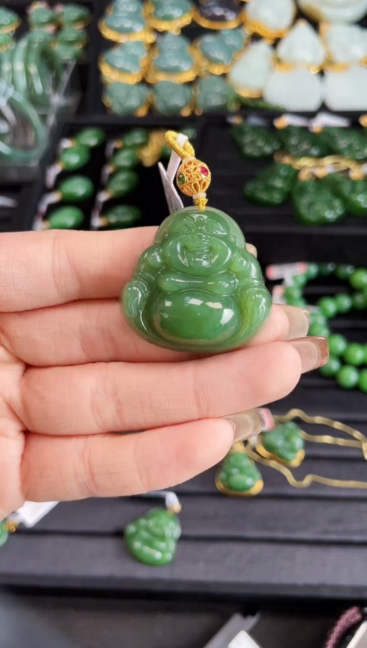 【闪购商品】和田玉吊坠18K金镶嵌多样性发一Z