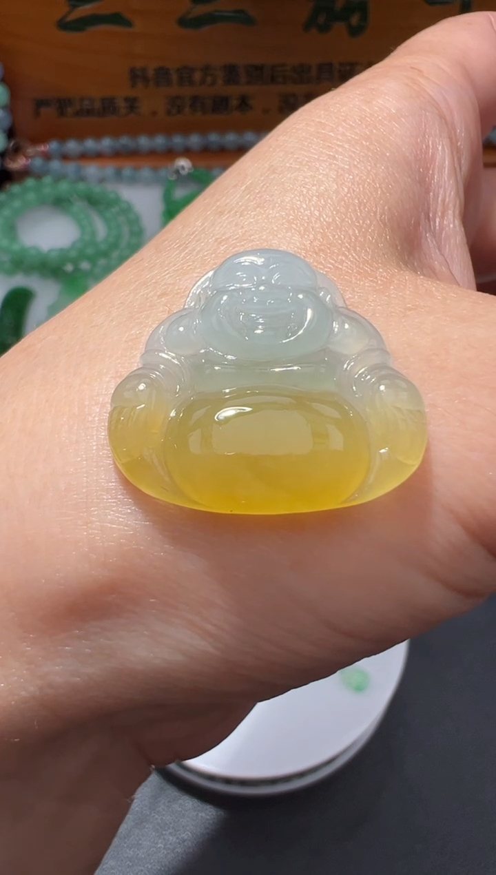 【闪购商品】定制翡翠未镶嵌黄翡佛公  21.1*23.6*4.3