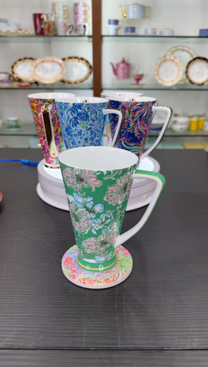 【闪购商品】陶瓷手柄款翡翠绿高杯