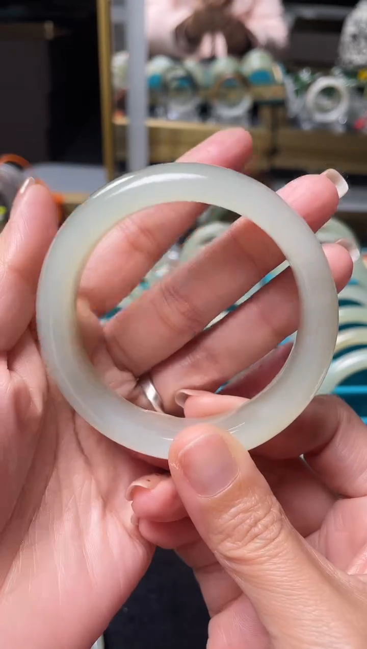 未镶嵌手镯和田玉和田玉青海料手镯55mm